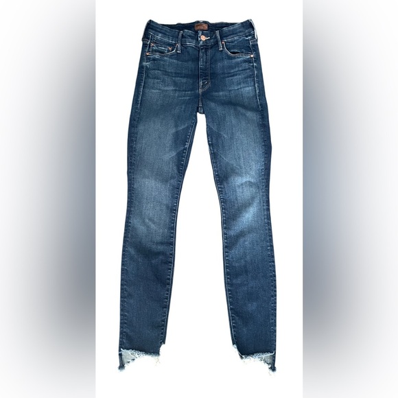 MOTHER Denim - Mother Jeans Women’s 24 The Looker Two Step Ankle Fray Made In USA Blue Denim